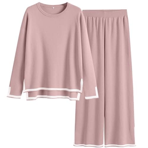 ANRABESS Women's Knit Sweater Tops & Wide Leg Pants Matching Sweatsuit Set