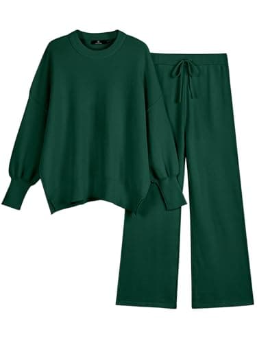 LILLUSORY Women's Oversized Knit Sweatsuit with Wide Leg Pants