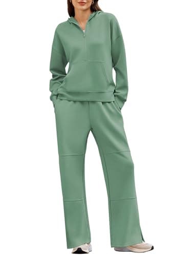 Pink Queen Women's Lounge Outfits Half Zip Hoodie & Sweatpants