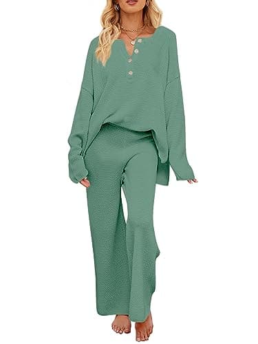 MEROKEETY Women's Long Sleeve Knit Sweater & Pants Set