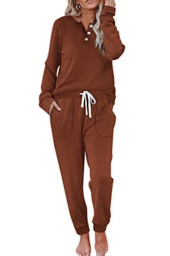 Women's Lounge Sets: WIHOLL Two-Piece Sweatshirt and Sweatpants with Pockets