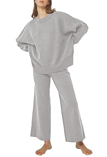 Pink Queen Women's 2-Piece Knit Outfit Set: Sweater & Wide Leg Pants