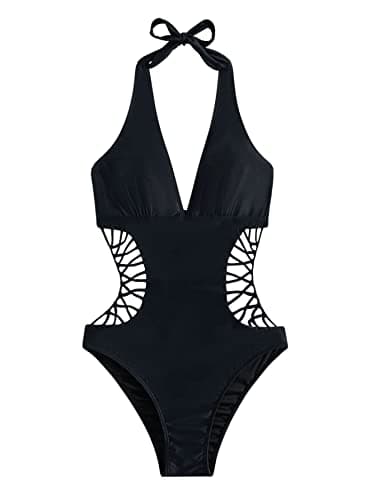 Women's Deep V Neck Cutout Monokini Swimsuit