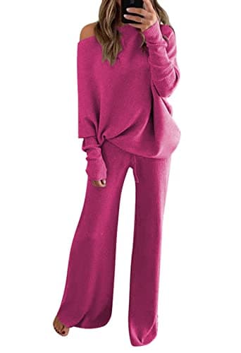 Linsery Women's 2-Piece Knit Sweater and Wide Leg Pants Set