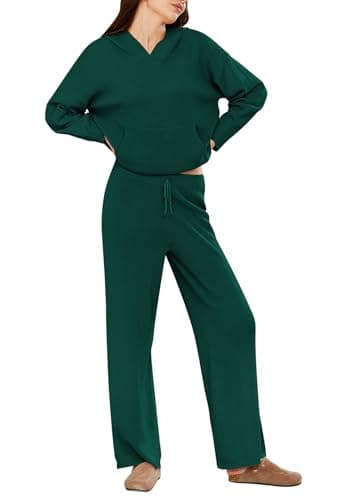 Viottiset Women's 2-Piece Sweater Set with Pockets and Wide Leg Pants