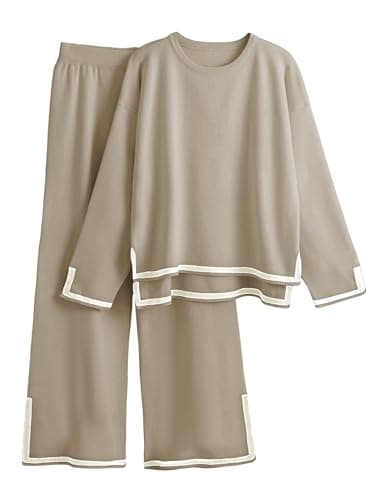 Faleave Women's Long Sleeve Sweater & Wide Leg Pants Lounge Set