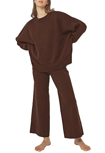 Pink Queen Women's 2-Piece Knit Outfit Set: Sweater & Wide Leg Pants
