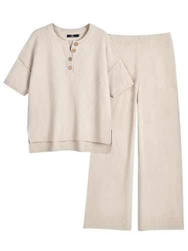LILLUSORY Women's Casual 2-Piece Matching Sets Cozy Tops & Elastic Waisted Pants