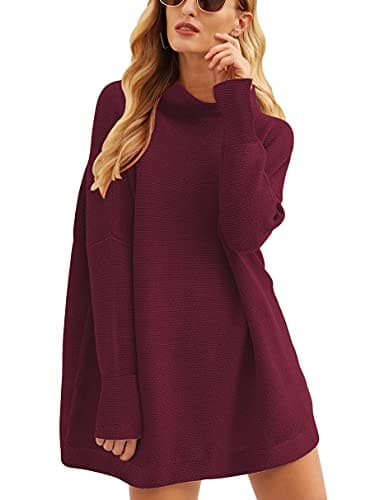 ANRABESS Women's Oversized Casual Long Sleeve Turtleneck Knit Tunic Sweaters 2024 Fall