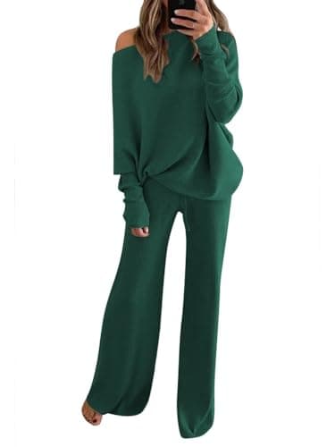 Fixmatti Women's High Neck Knit Sweater & Wide Leg Pant Outfit