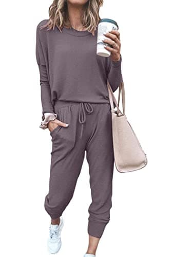 PRETTYGARDEN Women's Crewneck Pullover & High Waisted Pants Set