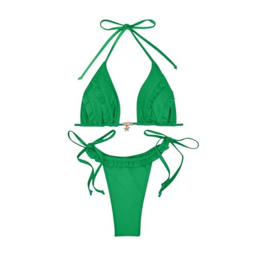 Cethrio Women's Plus Size Color Block Triangle Bikini Sets