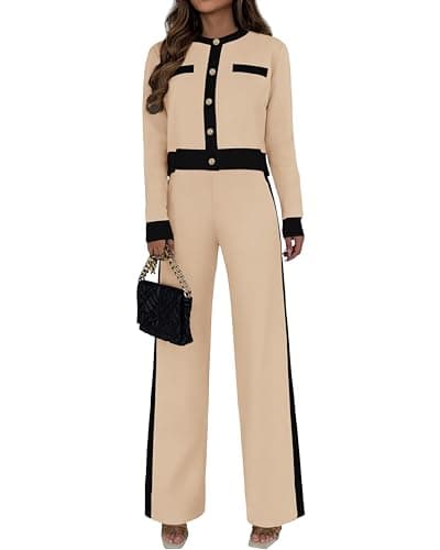 PRETTYGARDEN Women's Long Sleeve Cardigan & Wide Leg Pant Sets
