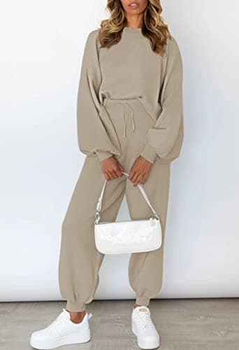 Casual Knit Pullover Sweater Pajamas Lounge Set for Viottiset Women