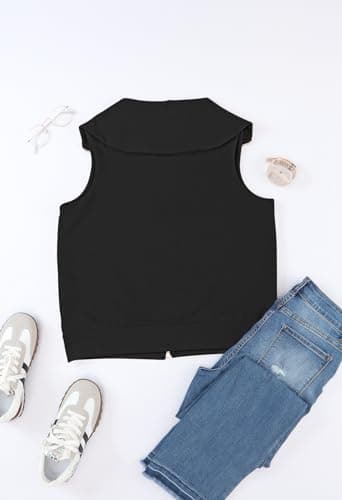 Ribbed Sleeveless Zip Up Sweater Vest for Women