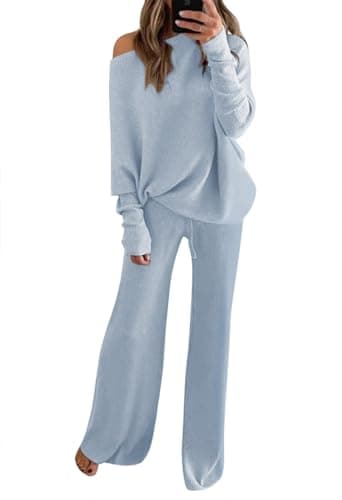 Fixmatti Women's High Neck Knit Sweater & Wide Leg Pant Outfit