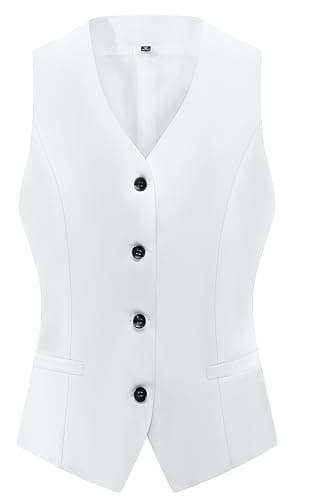 V VOCNI Women's Lined 4-Button V-Neck Dress Suit Vest