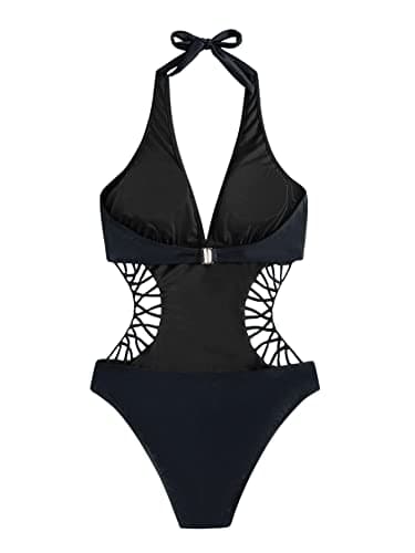 Women's Deep V Neck Cutout Monokini Swimsuit