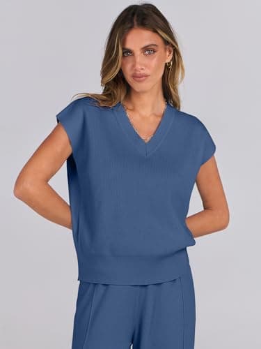Caracilia Women's Summer 2-Piece Knit Set Vest & Wide Leg Pants 2025 Spring