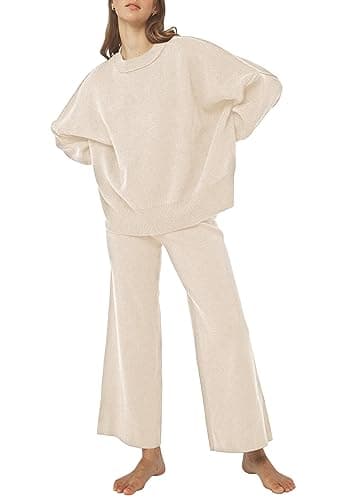 Pink Queen Women's 2-Piece Knit Outfit Set: Sweater & Wide Leg Pants