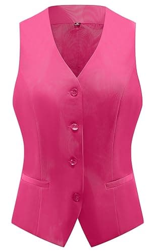 V VOCNI Women's Lined 4-Button V-Neck Dress Suit Vest
