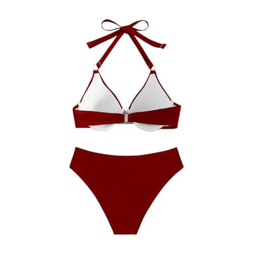 Cethrio Women's Cute Halter Tummy Control Bikini Swimsuit