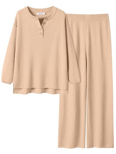 Oversized Lounge Sets Matching Waffle Knit Casual Outfit 2024 Travel Clothing