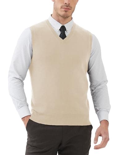 Kallspin Men's Wool Blended Relaxed Fit V-Neck Sleeveless Pullover