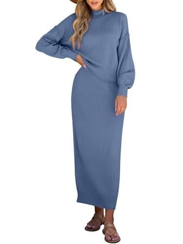 Caracilia Women's Long Sleeve Sweater Skirt Set Fall Outfit