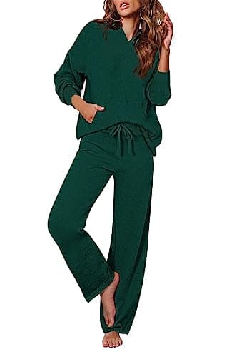 Women's 2-Piece Sweater Set with Hoodies and Wide Leg Pants
