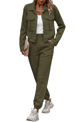 PRETTYGARDEN Women's 2025 Winter Tracksuit Long Sleeve Shacket Casual Set