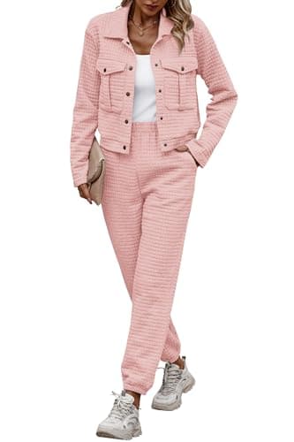 PRETTYGARDEN Women's 2025 Winter Tracksuit Long Sleeve Shacket Casual Set