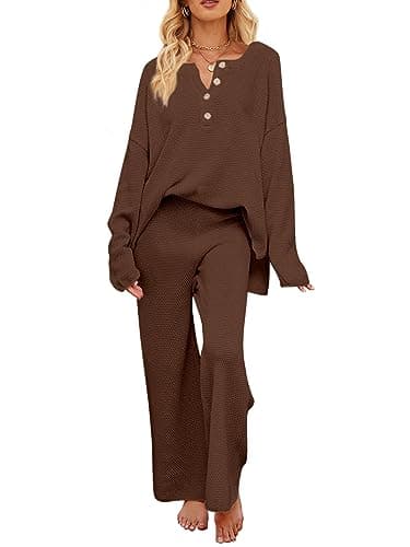 MEROKEETY Women's Long Sleeve Knit Sweater & Pants Set