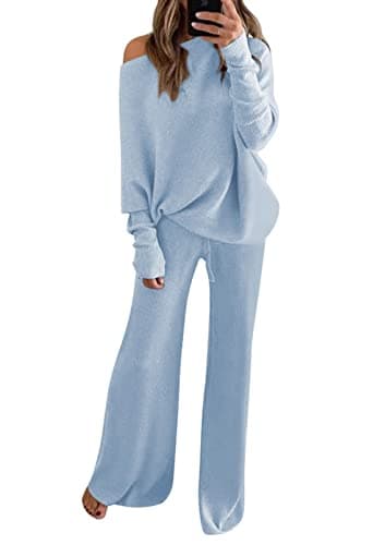 Linsery Women's 2-Piece Knit Sweater and Wide Leg Pants Set