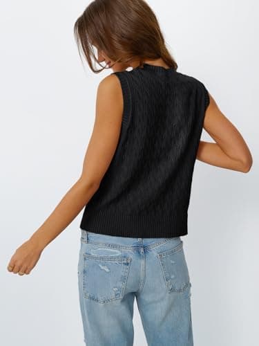 LILLUSORY Women's V-Neck Cable Knit Sweater Vest Summer Trendy 2025