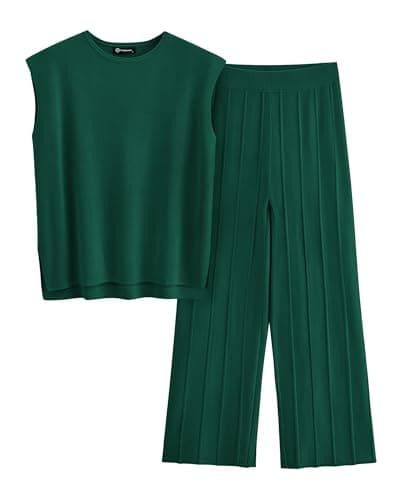 PRETTYGARDEN Women's High-Low Pullover & Wide Leg Pants Casual Sweater Set