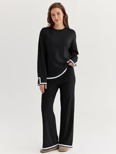 LILLUSORY Women's Fall 2-Piece Lounge Set Sweatsuits Wide Leg Pants