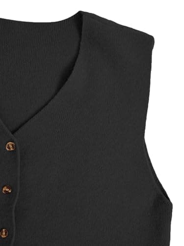 Verdusa Women's Sleeveless Button Front Old Money Knit Sweater Vest Knot