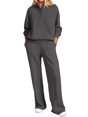 PRETTYGARDEN Women's Long Sleeve Sweatshirt & Wide Leg Pants Tracksuit