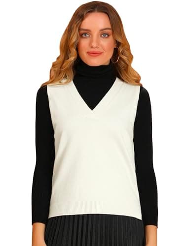 Women's V Neck Sleeveless Knit Pullover Vest Top