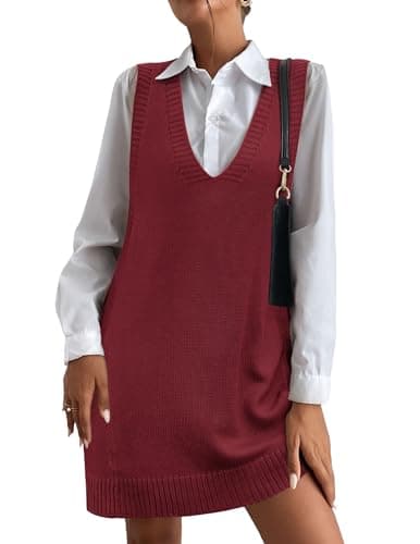 HOTOUCH Women's Oversized V-Neck Sweater Vest with Pockets