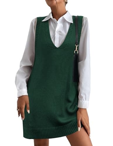 HOTOUCH Women's Oversized V-Neck Sweater Vest with Pockets