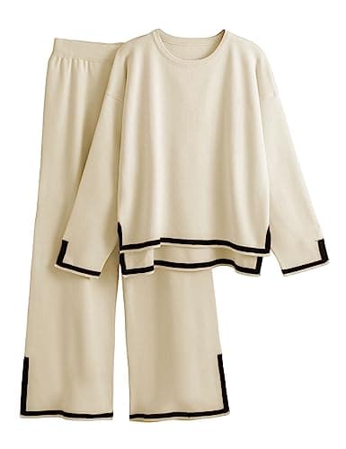 Faleave Women's Long Sleeve Sweater & Wide Leg Pants Lounge Set