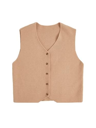 Verdusa Women's Sleeveless Button Front Old Money Knit Sweater Vest