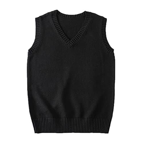 Blestirno Women's V-Neck Solid Color Sleeveless Sweater Vest