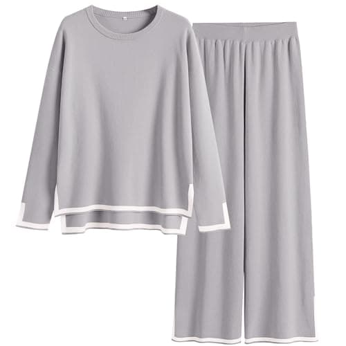 ANRABESS Women's Knit Sweater Tops & Wide Leg Pants Matching Sweatsuit Set
