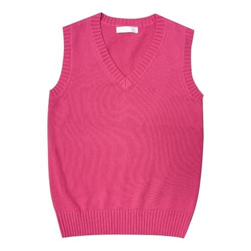 Jinghuiyue Women's Solid Color V-Neck Knit Vest