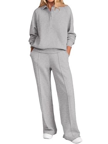 PRETTYGARDEN Women's Long Sleeve Sweatshirt & Wide Leg Pants Tracksuit