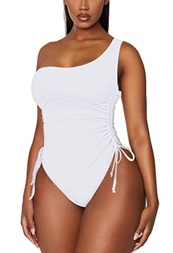 Viottiset Women's One Shoulder Ruched Swimsuit with Tummy Control