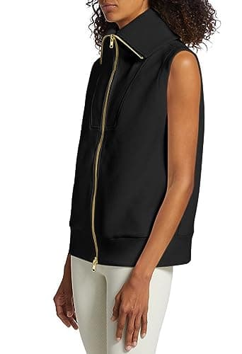 Ribbed Sleeveless Zip Up Sweater Vest for Women